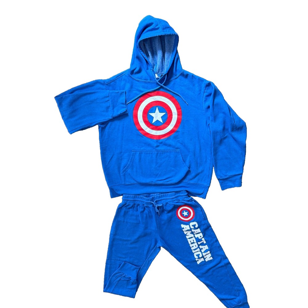 Marvel Comics Captain America Mad Engine Men's Blue Sweatshirt Sweatpants Set M